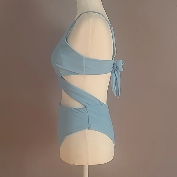 Light Blue One Piece Bathing Suit - Picture 2 of 5